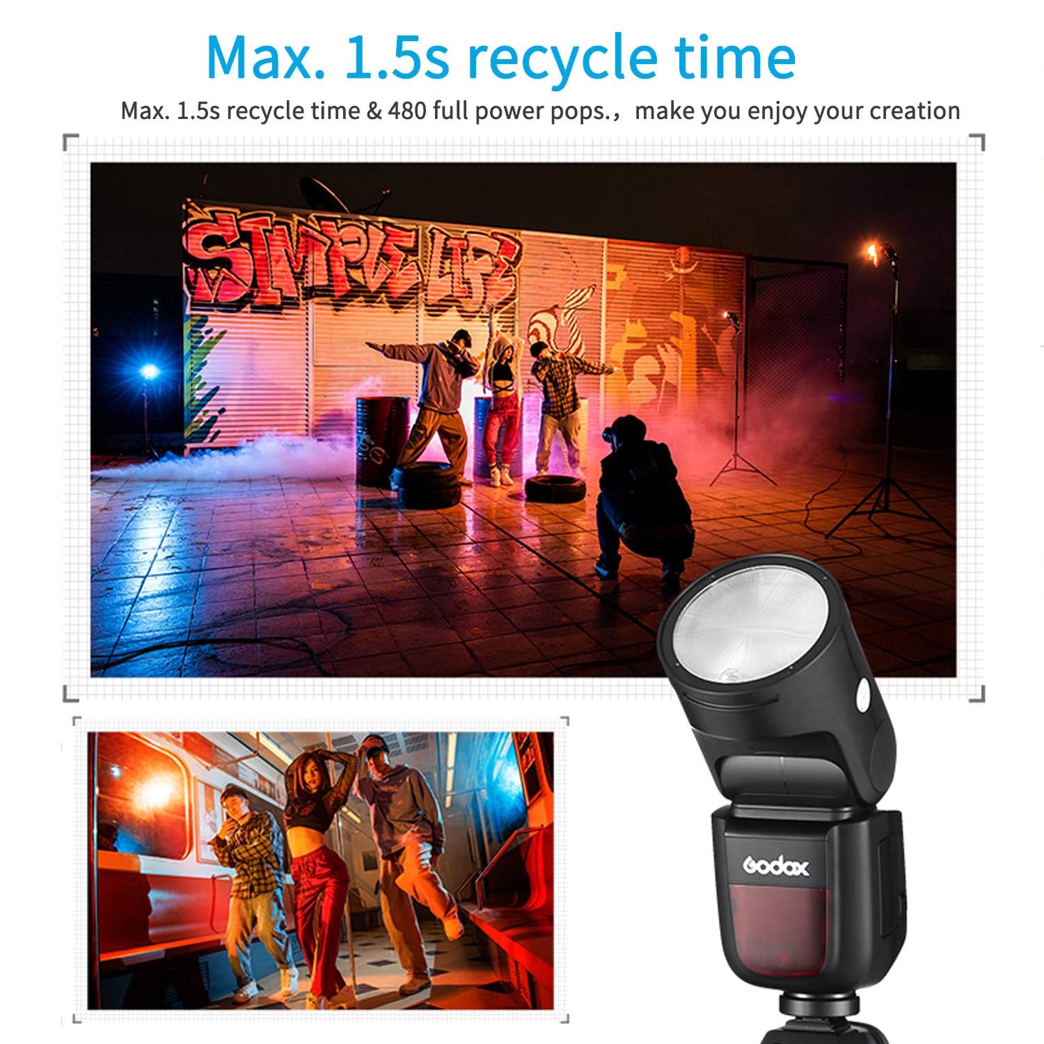 Godox V1-N Flash de câmera Speedlite para Nikon Z8 Z9 Z7 Z6 Z5