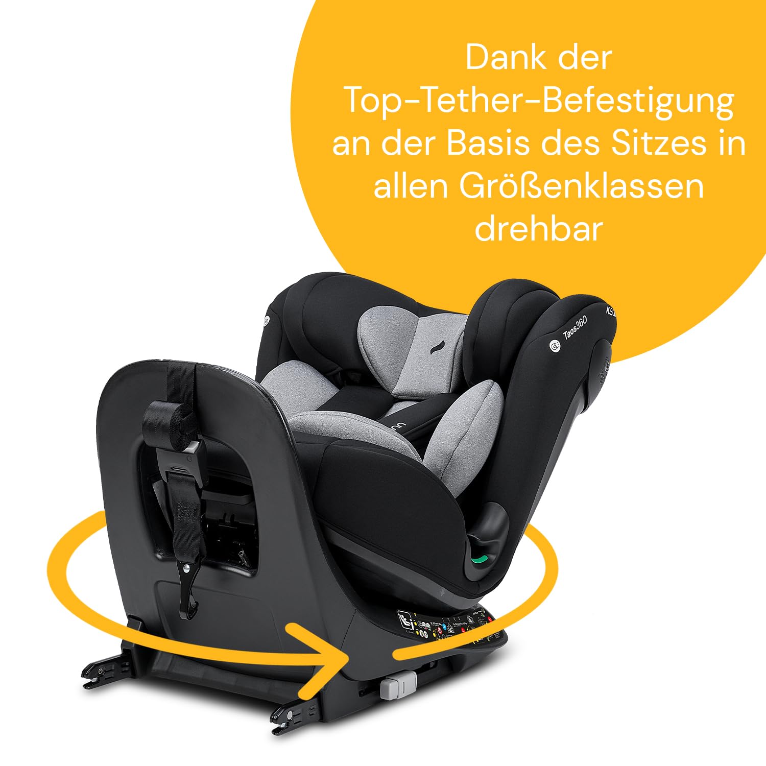OSANN - Fotelik samochodowy dla niemowląt/dzieci Taos360 Obrotowy 360° Isofix i Top-Tether - 40-150 cm - 0 do 12 lat - Grupa 1/2/3 - Szary, 11 Wysokości, Tyłem/Przodem do kierunku jazdy