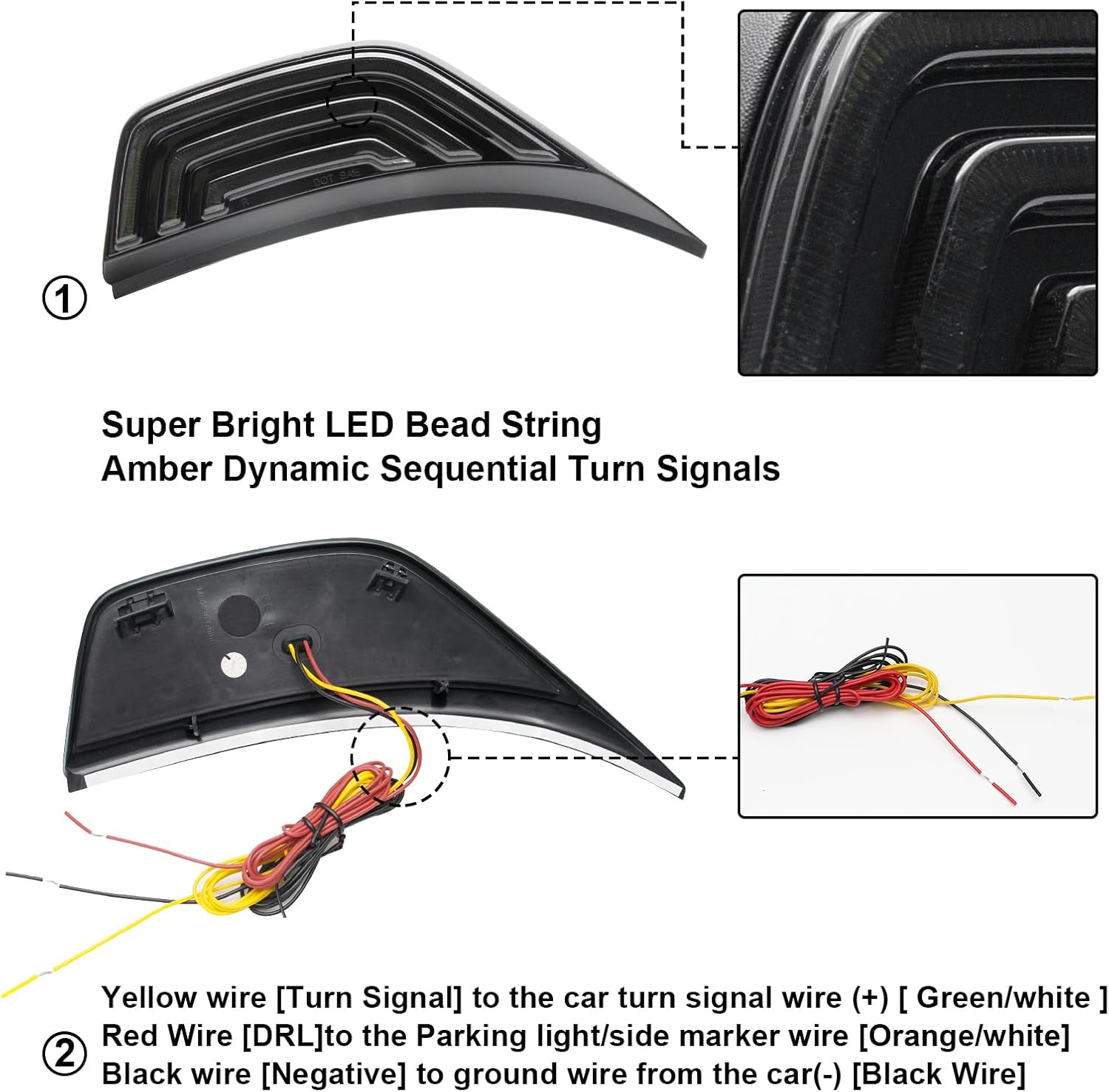 Front Fender Air Vent Led Turn Signal Side Marker Lights Compatible with Wrangler JL JLU 2018-2026 & For Gladiator JT 2020-2026 White DRL & Amber Yellow Dynmaic Sequential Blink(Smoked Lens)