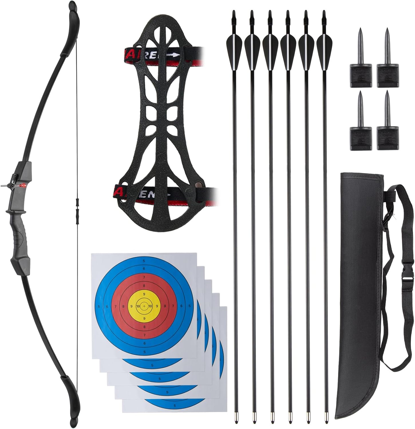 Compound Bow and Arrow Set, Beginner Archery Set with 6 Arrows, 5 Target Paper, Left/Right Hand Bow Kit Ideal for Adults Outdoor Shooting Sports Equipment