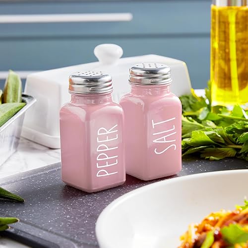 Miniatura 2 de Juego de saleros y pimenteros rosados, decoración y accesorios de cocina rosados, bonito salero de cristal para cocina y mesa, RV, campamento,