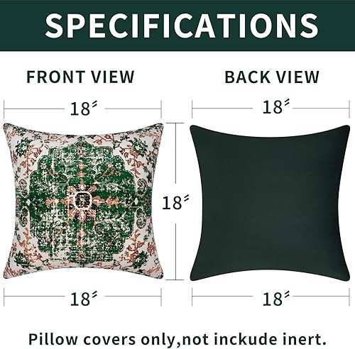 Miniatura 5 de ASPMIZ Juego de 2 fundas de almohada bohemias de 18 x 18 pulgadas, almohadas decorativas de terciopelo con diseño étnico verde navideño para sofá,