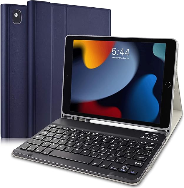 New iPad 10.2 Keyboard Case 9th Generation(2021)/ 8th Gen(2020)/ 7th Gen(2019), Slim Shell Lightweight Smart Case with Magnetically Detachable Wireless Keyboard for iPad Air 3, iPad Pro 10.5 2017