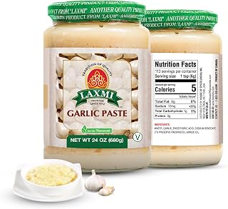 Laxmi Garlic Paste 24oz Jar | Pure Non-GMO Vegetarian Garlic Puree for Indian Curries, Sauces & Authentic South Asian Flavors