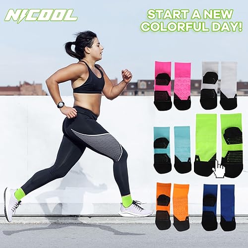 Miniatura 7 de NIcool Calcetines tobilleros deportivos con soporte de arco para mujeres y hombres, calcetines brillantes para correr, ciclismo, senderismo