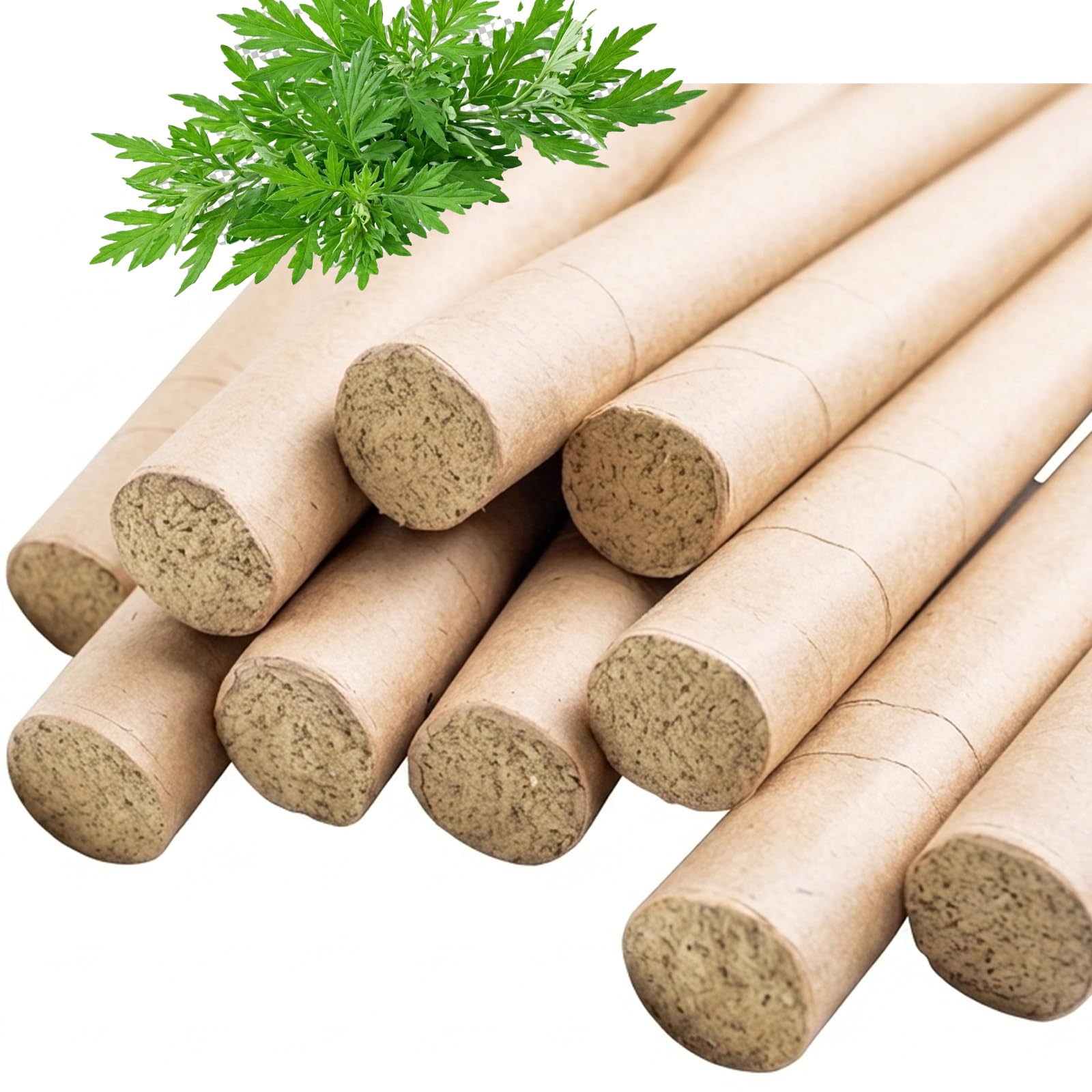 Premium Mugwort Moxa Sticks Handmade - 100% Natural Wormwood Rolls for Moxibustion, 50:1 High Purity 10-Year Aged Chen Moxa - 10 Rolls