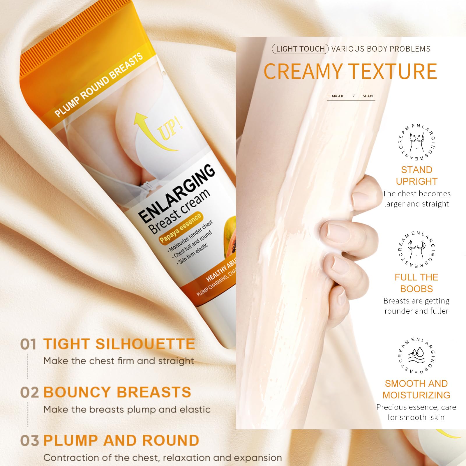60g Papaia Crema Ingrandimento del Seno, Crema per L'ingrandimento del Seno, Cream per Sollevamento per Aumentare il Rassodare
