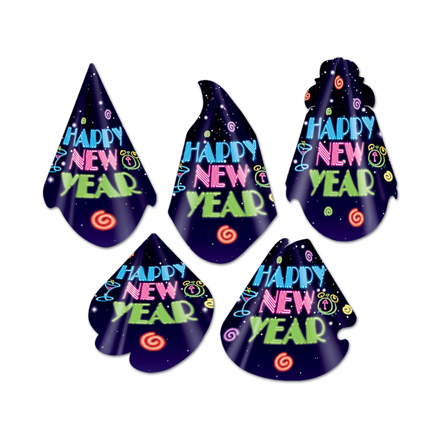 Chapeau de minuit pour réveillon et pack de 50 chapeaux neon Beistle