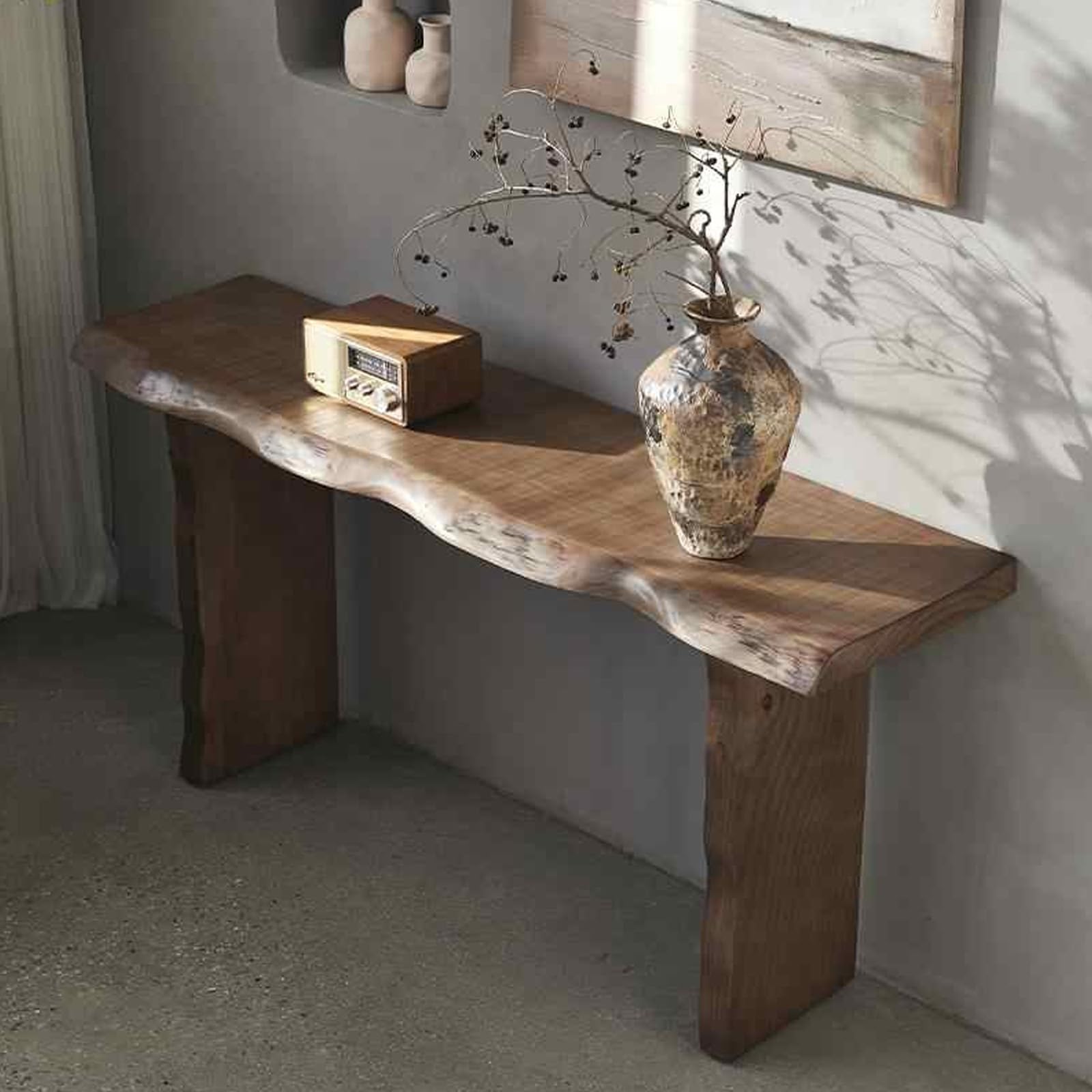 Mesa de sofá rústica para pasillos estrechos y recibidores acogedores de 120cm