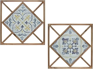 Melrose Set of 2 MDF and Metal Wall Tile with Brown Finish 85091DS