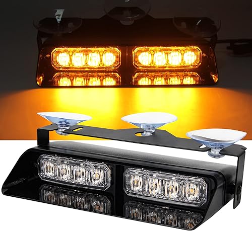 Luz estroboscópica ámbar para parabrisas, 12 V, 16 modos intermitentes, 7.2 pulgadas, advertencia de emergencia, barra LED de emergencia de alta