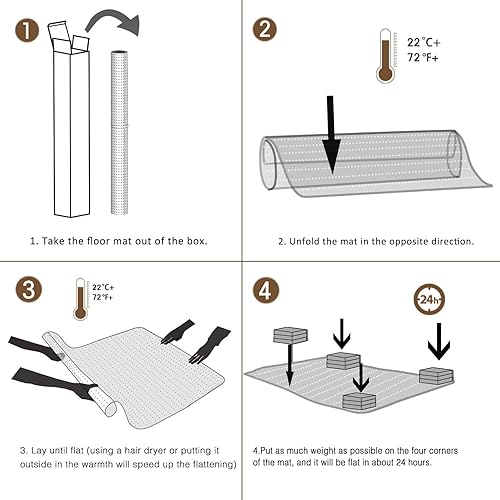 Miniatura 8 de Tapete para silla de oficina para suelo alfombrado, 46 x 72 pulgadas, protector de suelo grande transparente de plástico fácil de deslizar, tapete
