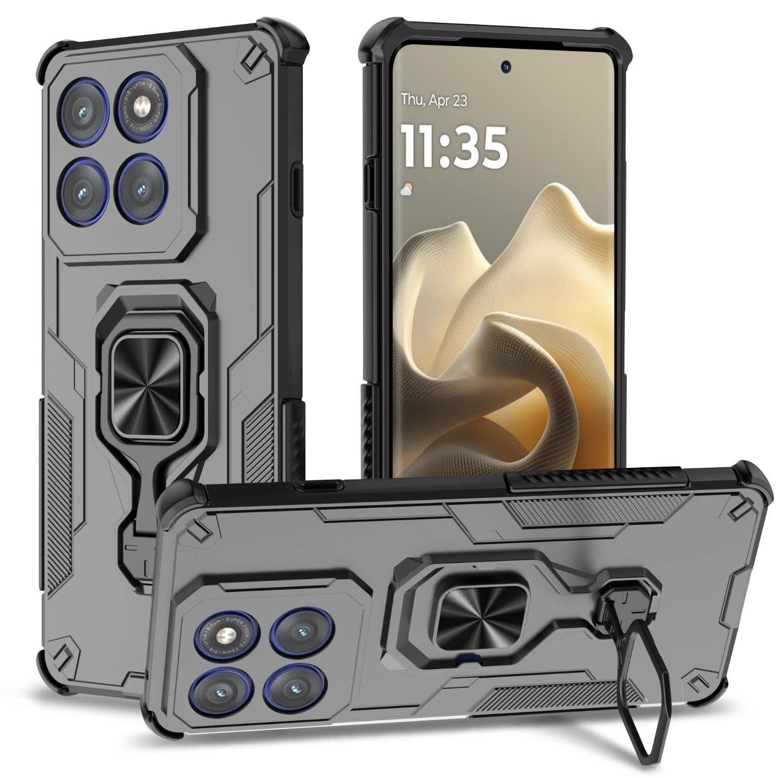 Funda para Samsung Galaxy A13 4G con Cristal Templado Protector Pantalla, Carcasa Antigolpes con Soporte anular metálico, Case Protectora de Grado Militar, Negro — view 67