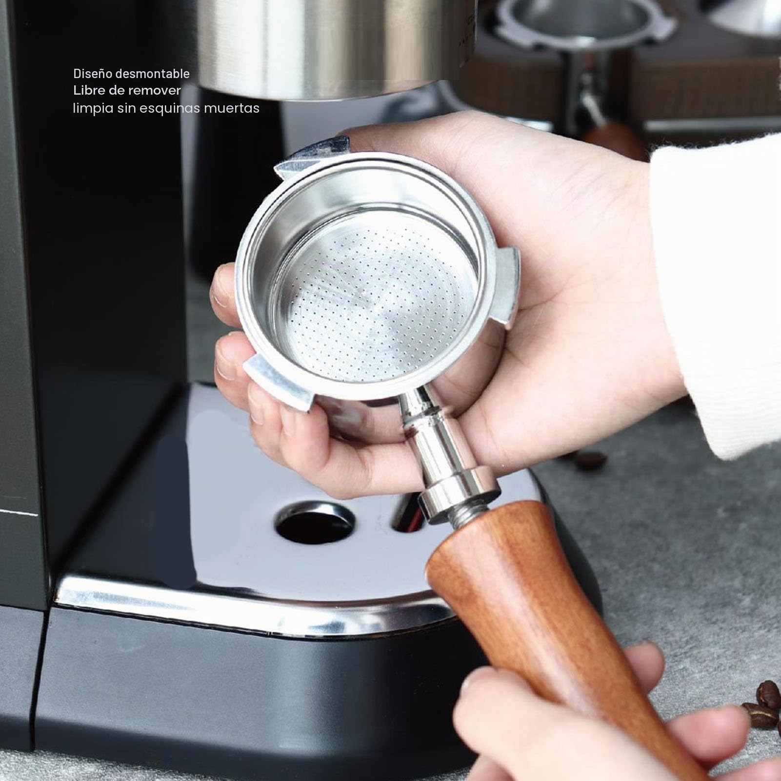 Garsent Portafiltro Desnudo sin Fondo de 51 Mm, para de 3 Orejas, Portafiltro de café, Accesorios de Espresso Extraíbles, Filtrado de Alta Eficiencia