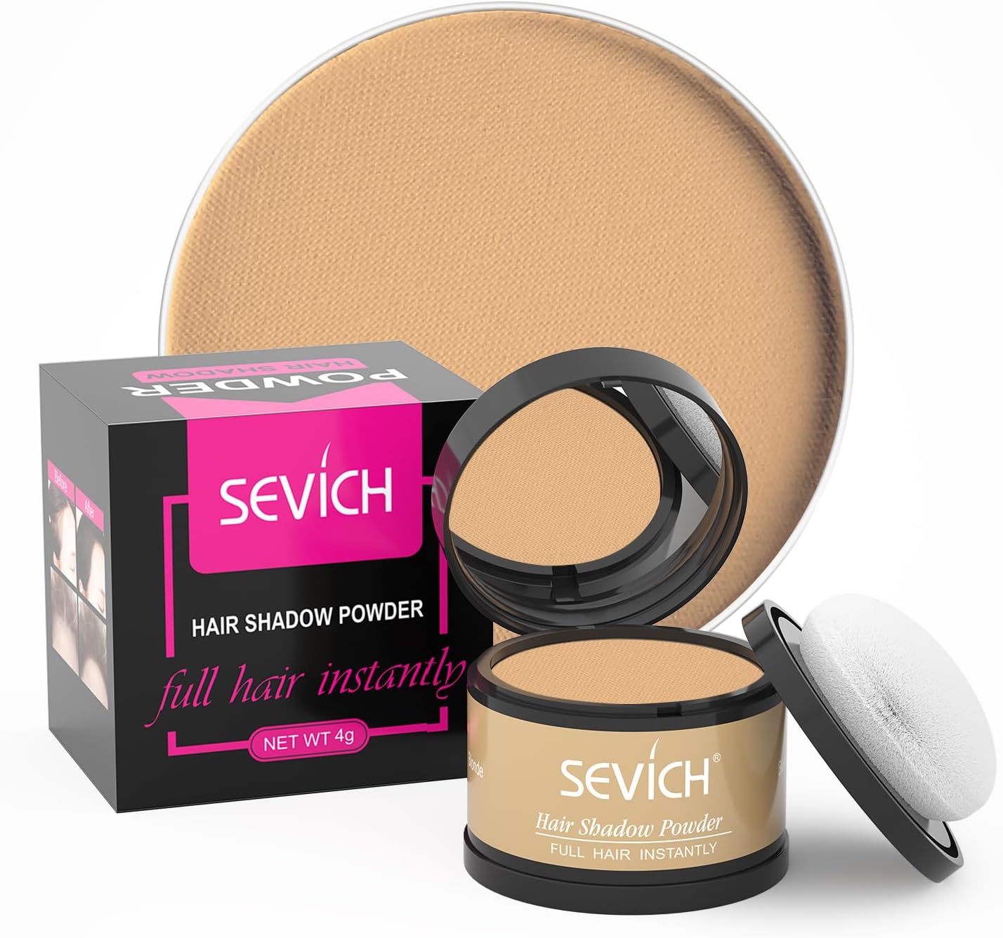 SEVICH Hairline Powder - Quick Cover for Thinning Grey Hair, Eyebrows & Beard for Women & Men, Windproof & Sweatproof, Blonde