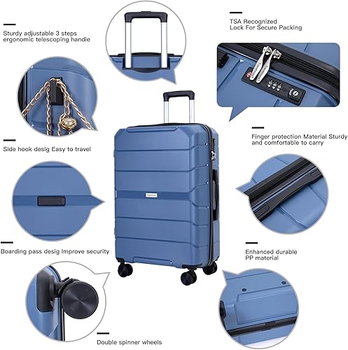 Miniatura 9 de Amalodie - Juego de maletas giratorias de 3 piezas equipaje extensible rígido, equipaje de mano aprobado por la TSA para embalaje de viaje