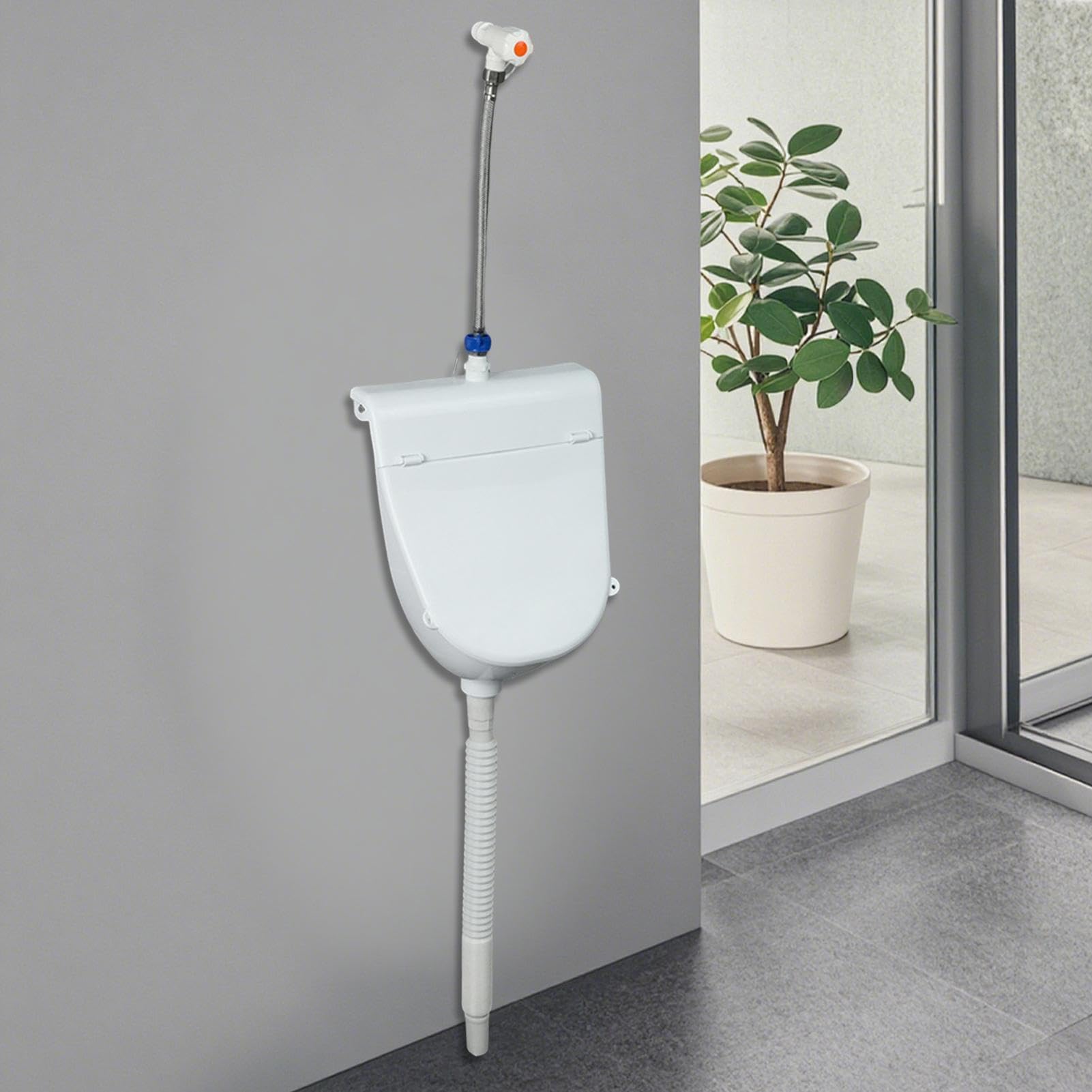 Wasserloses Wandmontiertes Urinal Mit Deckel, Mini Urinal Wandmontage, Plastik Wasserlose Wand, Für Zuhause, Wohnheim, Garten, Geruchsneutrales Design