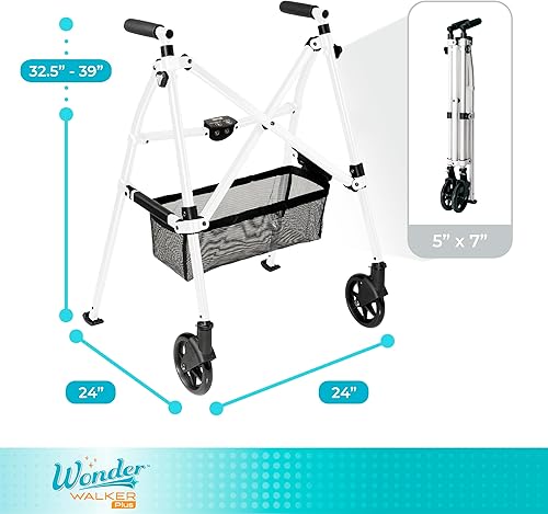 Vista 25 de Stander Wonder Walker Plus, ayuda de movilidad plegable ligera para adultos, personas mayores y ancianos, plegable EZ Fold-N-Go con ruedas, Negro