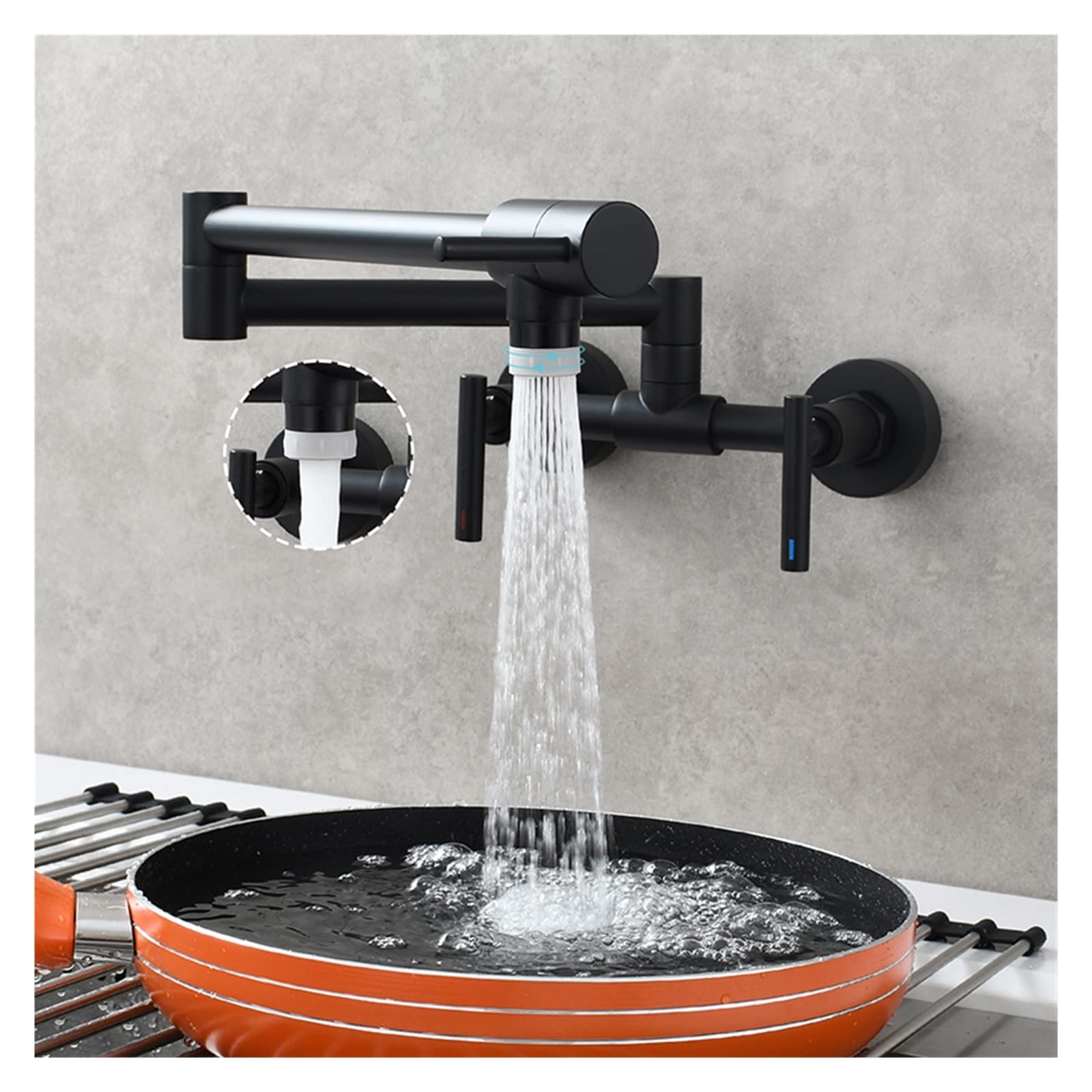 Robinet de cuisine pliable en laiton noir mitigeur eau chaude et froide