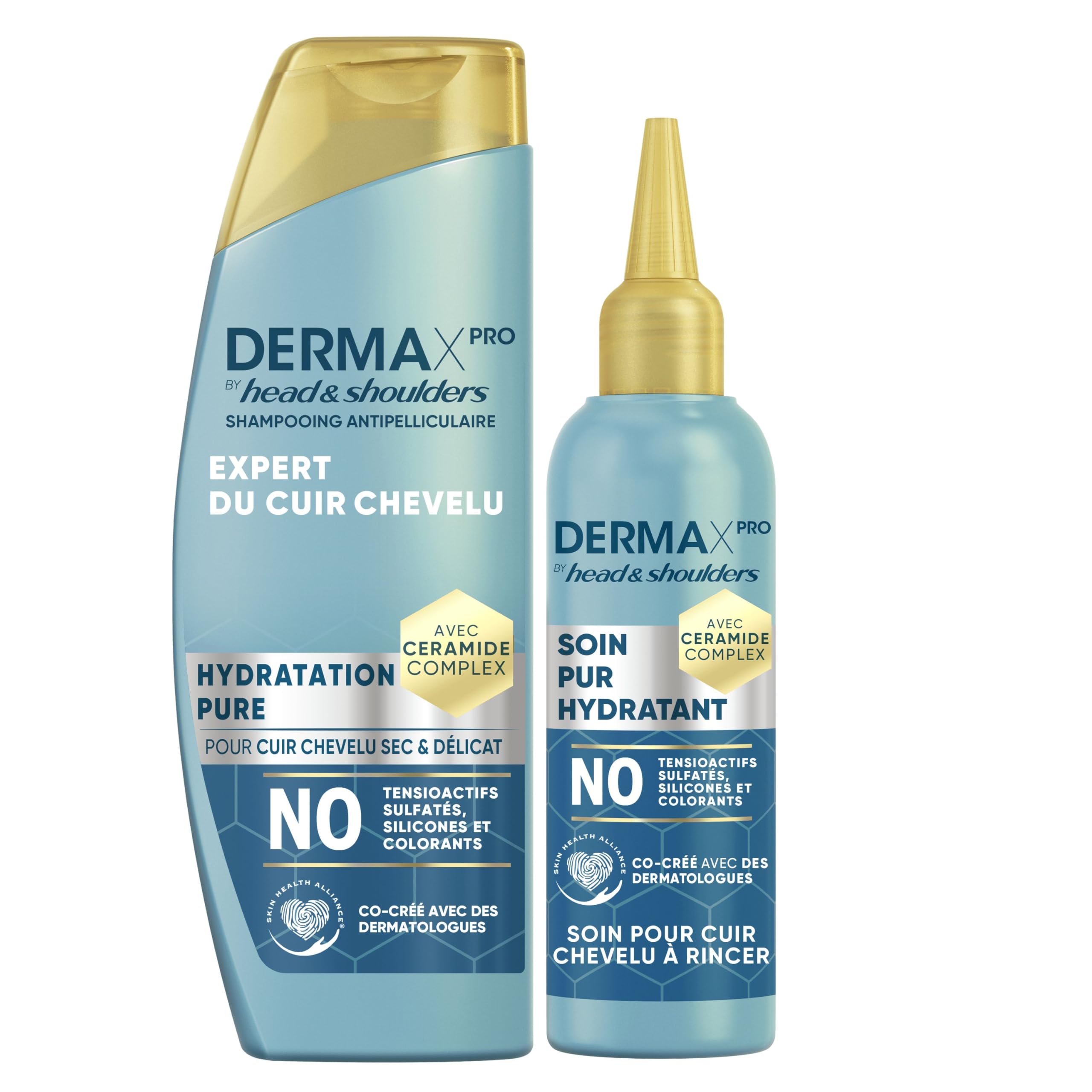 Head & Shoulders DermaXPro Hydratation Pure Shampooing Antipelliculaire 250ml Et Soin Pur Hydratant 145ml Pour Cuir Chevelu Sec Et Délicat, Sans Tensioactifs Sulfatés, Silicones Et Colorants