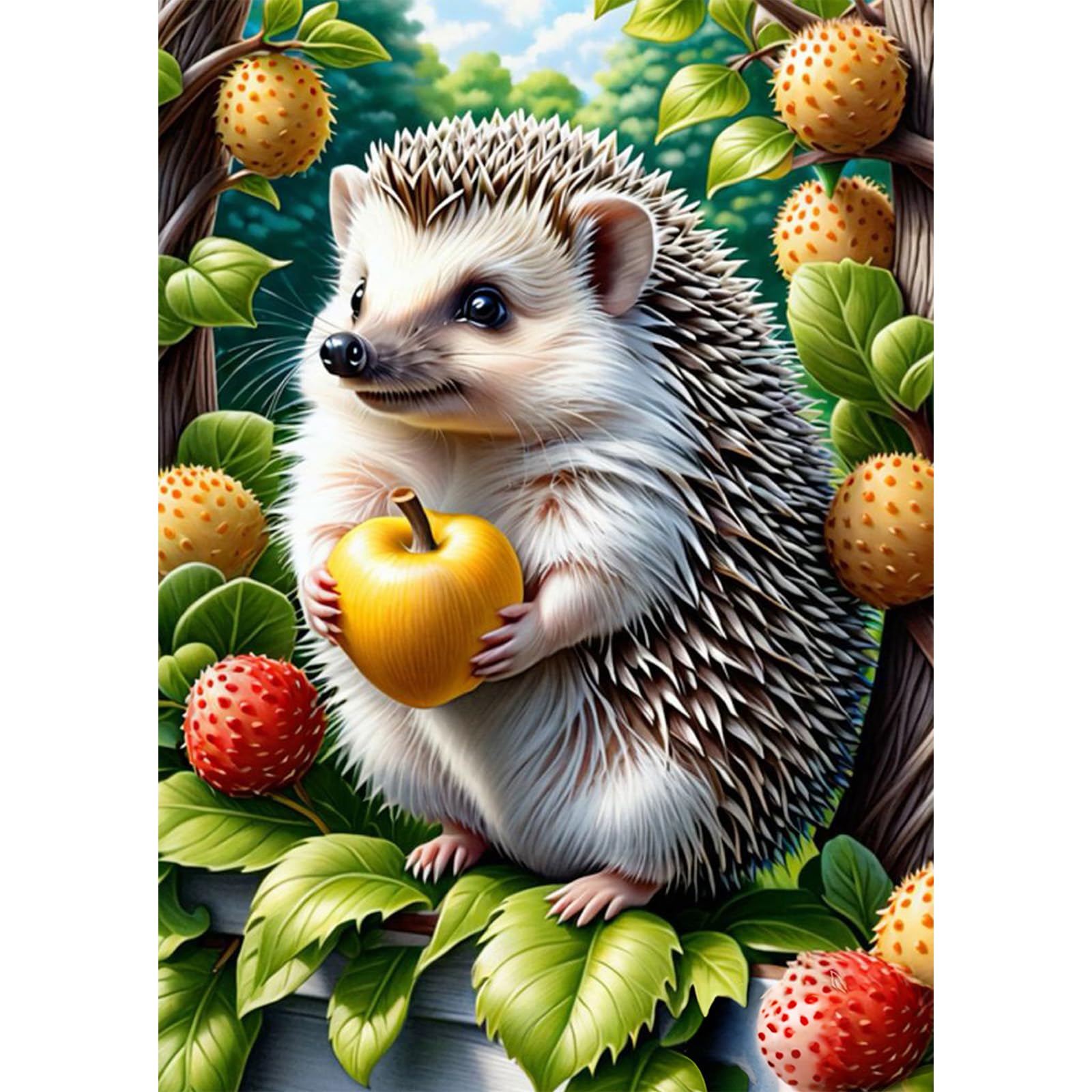MEIYUDA Diamond Painting Animal, 5D Diamond Painting Kits for Adults Kids Hedgehog Wall Art, Diamond Painting Kit DIY Gem Crystal Art Cross Stitch for Home Wall Decor 30x40cm — image 1