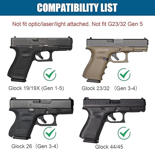 Miniatura 2 de G19 Holster - Compatible with Glock 19  19X Gen 3 4 5 & Glock 2332 Gen 3 4 & Glock 4445 & MOS, Adj.Retention & Cant, 9mm Holster, Available in