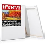 ESRICH Stretched Canvas for Painting 11x14 Inch, 2 Pack Blank Canvas -5/8 in Profile Primed White Canvases for Painting for Oil & Acrylic Paint.