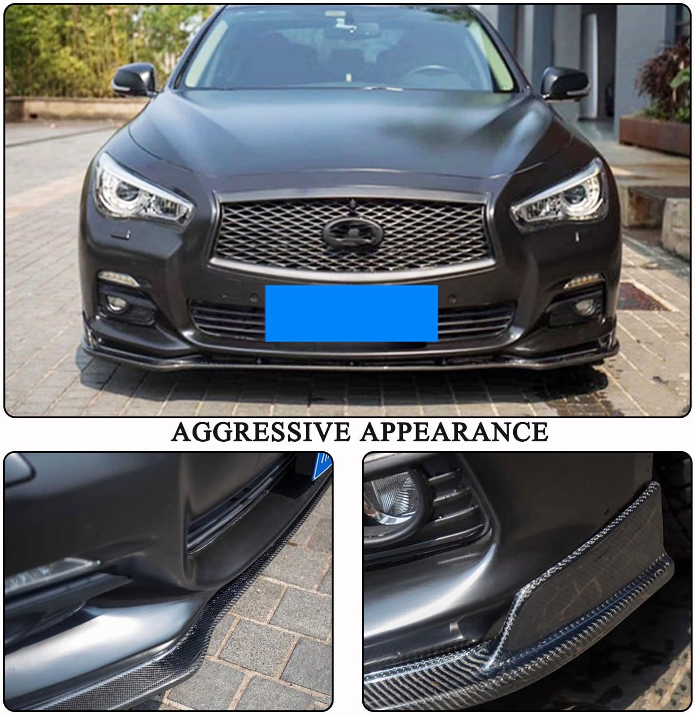 Carbon Fiber Front Bumper Lip for Infiniti Q50 Base Sedan 2014-2017 Add-on Chin Spoiler Splitter Protector Factory Outlet