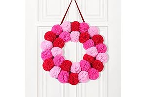 Valentine Day Pom Pom Wreath