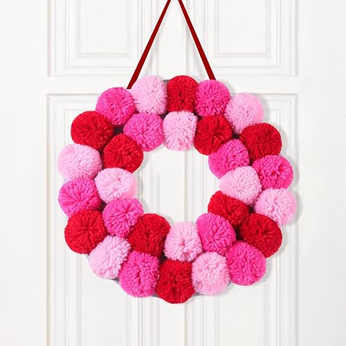 Corona de fieltro para el día de San Valentín, 11.8 pulgadas, decoración de corona de San Valentín, corona de fieltro colorida para puerta