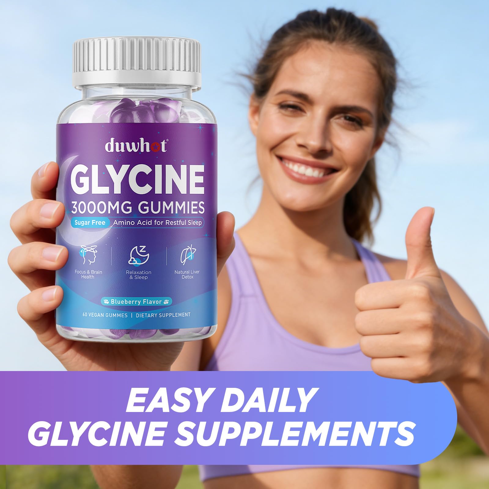 Glycine Gummies, 3g(3000 mg) Glycine Supplements for Sleep, Sugar-Free, 60 — Amazon image 9