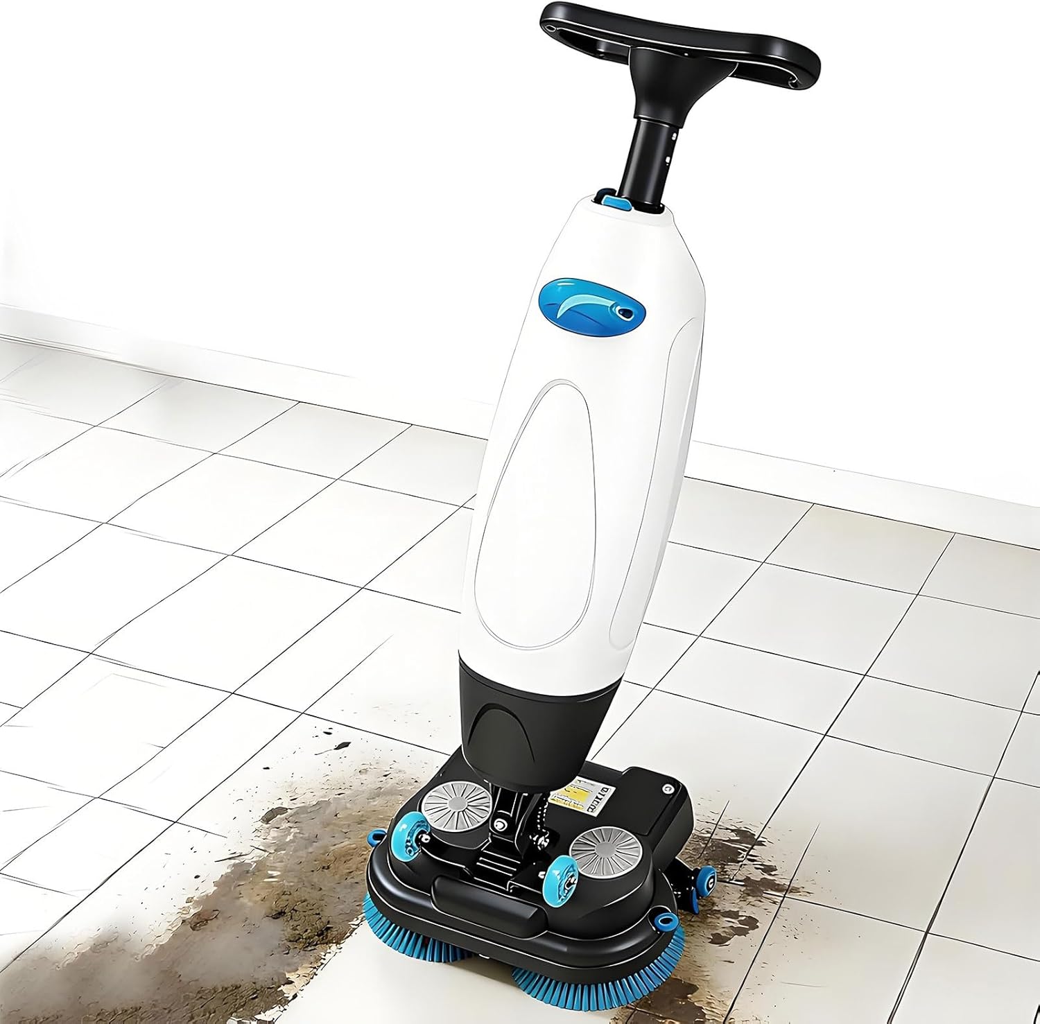 Commercial Floor Washer, Multi-Functional Floor Buffer Polisher Machine Cordless Electric Floor Cleaner 17" Cleaning Width, 80 Min Battery,360°Rotating For Tile,Hard Floor Cleaning(White)