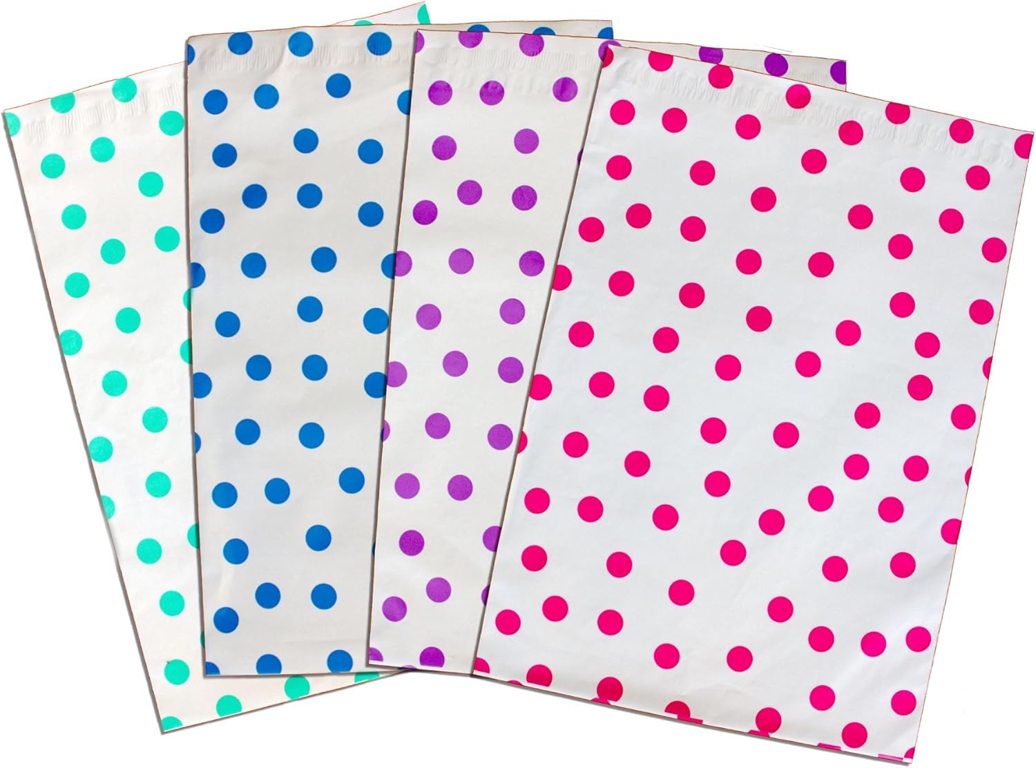 10" x 13" Pink|Teal|Purple|Blue Polka Dot -Flat Poly Mailers, Envelopes, Mailer Bags (200 Pack)