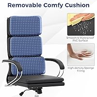 Vista 5 de COSTWAY Silla de oficina ergonómica de cuero, silla ejecutiva de computadora con respaldo alto con altura ajustable y función de balanceo, soporte