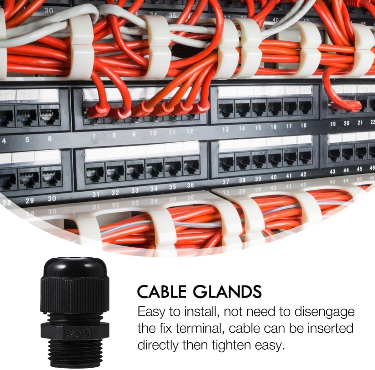 CALLARON 50pcs Adjustable Nylon Cable Glands Waterproof Cable Connectors Easy to Install Sturdy Wire Protectors for Electrical Conduit Fittings and Home Supplies Accessories