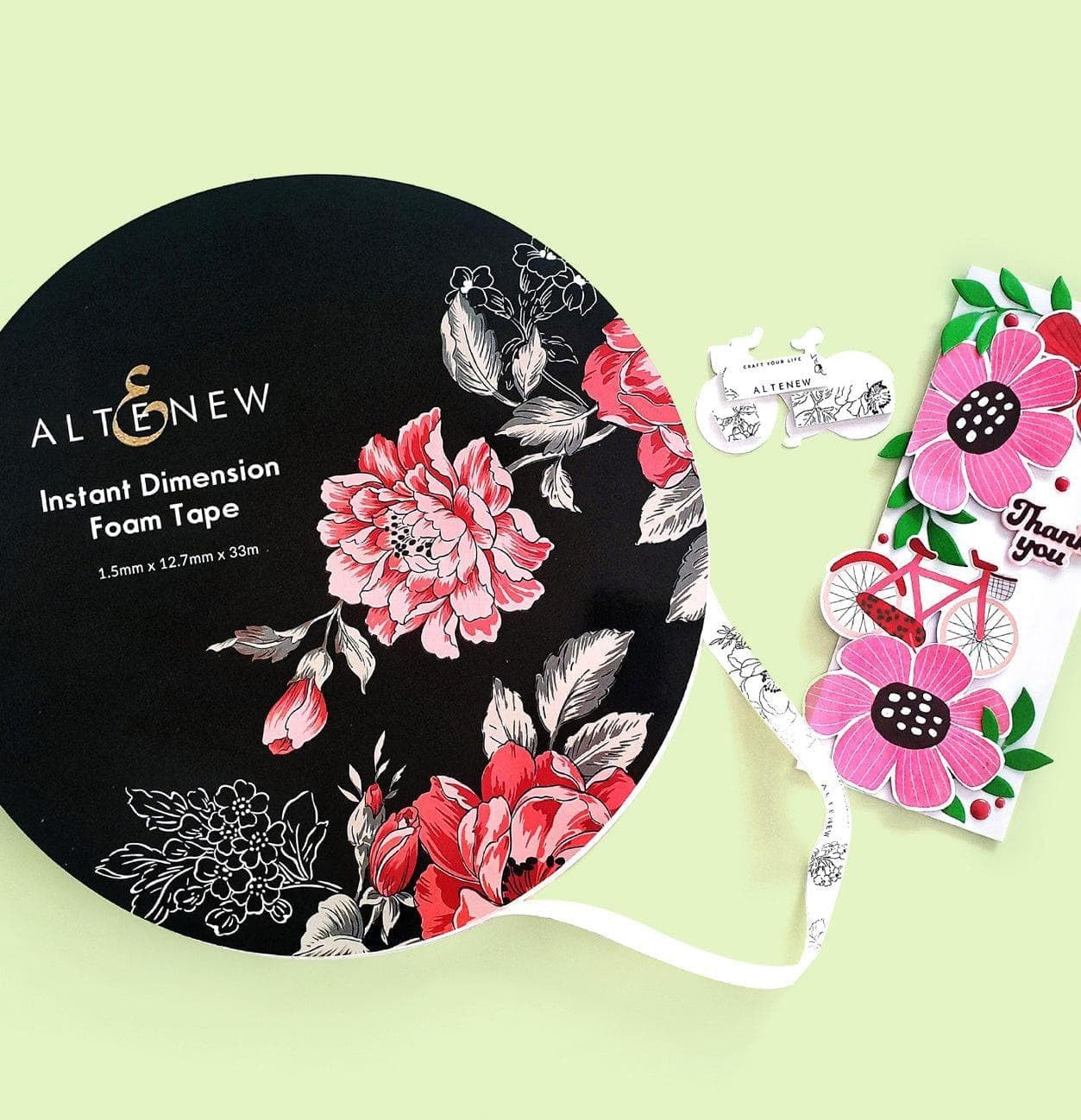 Altenew Double-Sided Adhesive Foam Tape, Strong Permanent Adhesive for Card Making, 108.3 ft Long 0.06" Thick 0.5" Wide Foam Tape Roll for Crafting
