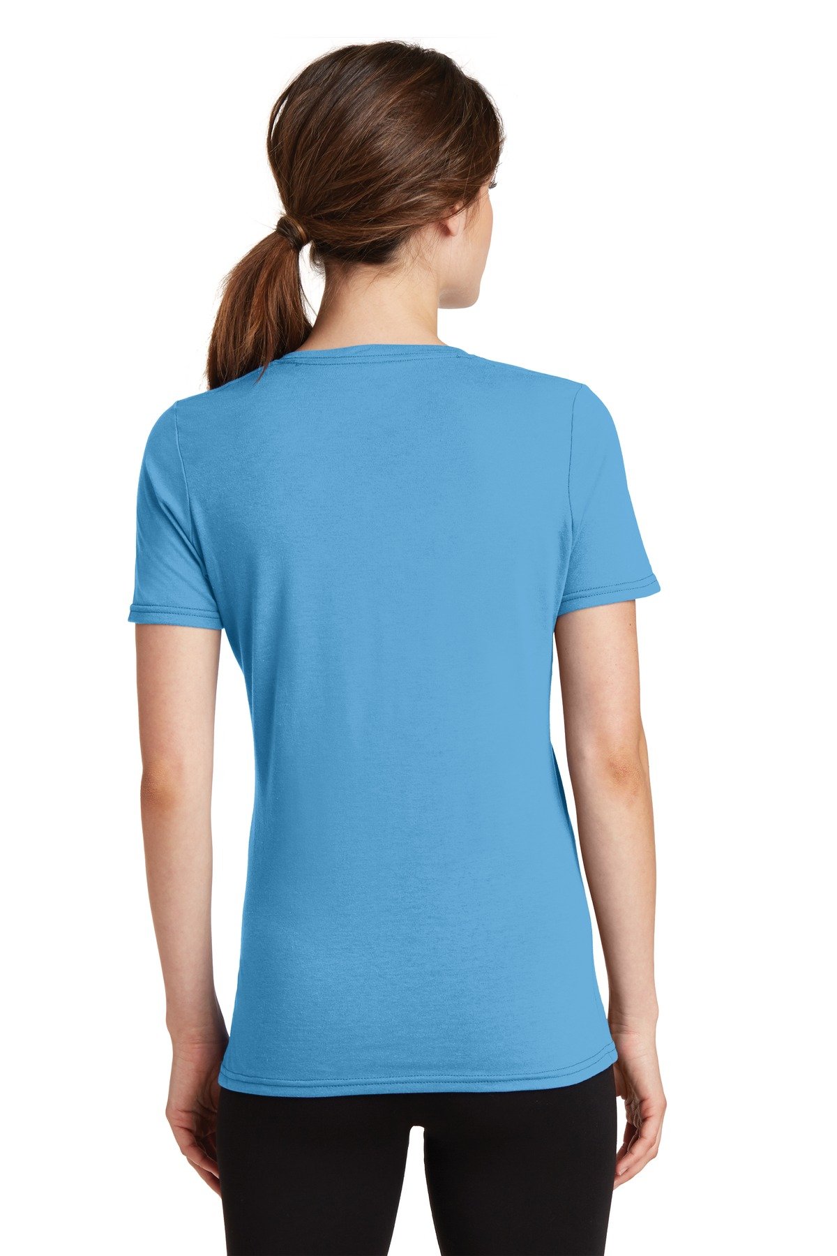 Port & Company Ladies Performance Blend V-Neck Tee. LPC381V Aquatic Blue