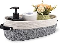Vista 1 de Cesta pequeña tejida de cuerda de algodón para papel higiénico, cestas para organizar, cesta decorativa para decoración boho, pequeña cesta de Blanco
