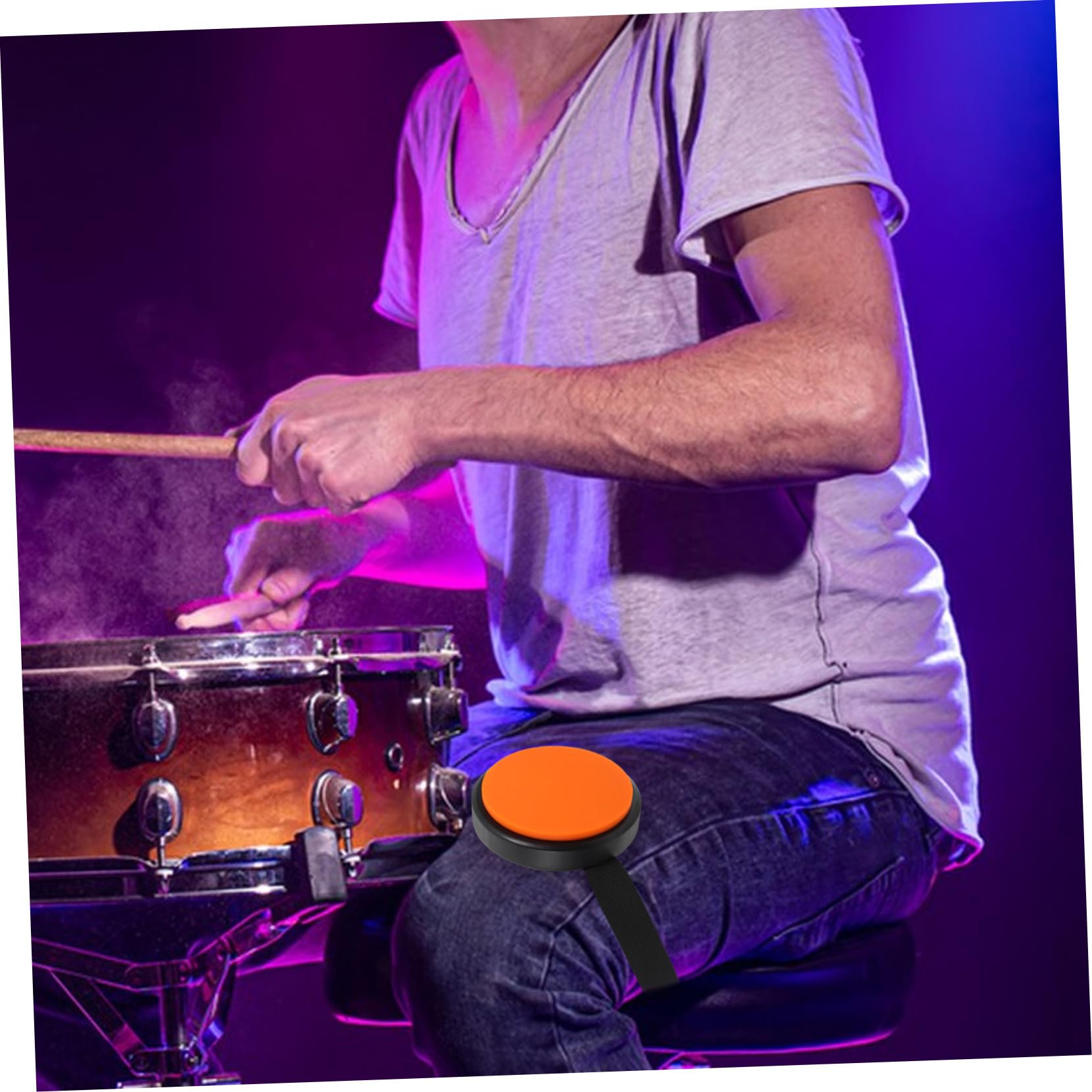 Yardwe Almohadilla De Práctica Para Batería De Silicona Naranja Portátil Correa Ajustable, Pad De Batería Silencioso Para Uso Casa y Entrenamiento De Percusión