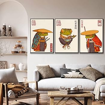 Amazon.com: 3Pcs Vintage Japanese Frog Wall Art Cute Funny Japan