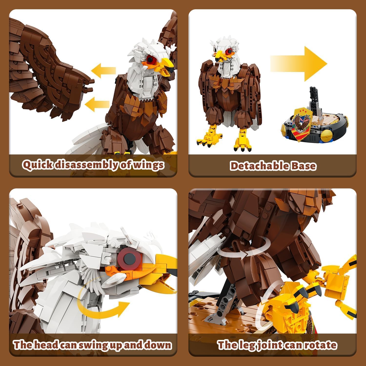 2 in 1 Eagle Animals Building Blocks Set 1503 pcs, MOC Eagle Creative Bird Model Compatible with Lego Animal Lover Owl Birds Kit Collectible Gifts Toys Perfect for Adults and Teens Age 14+ Collectors