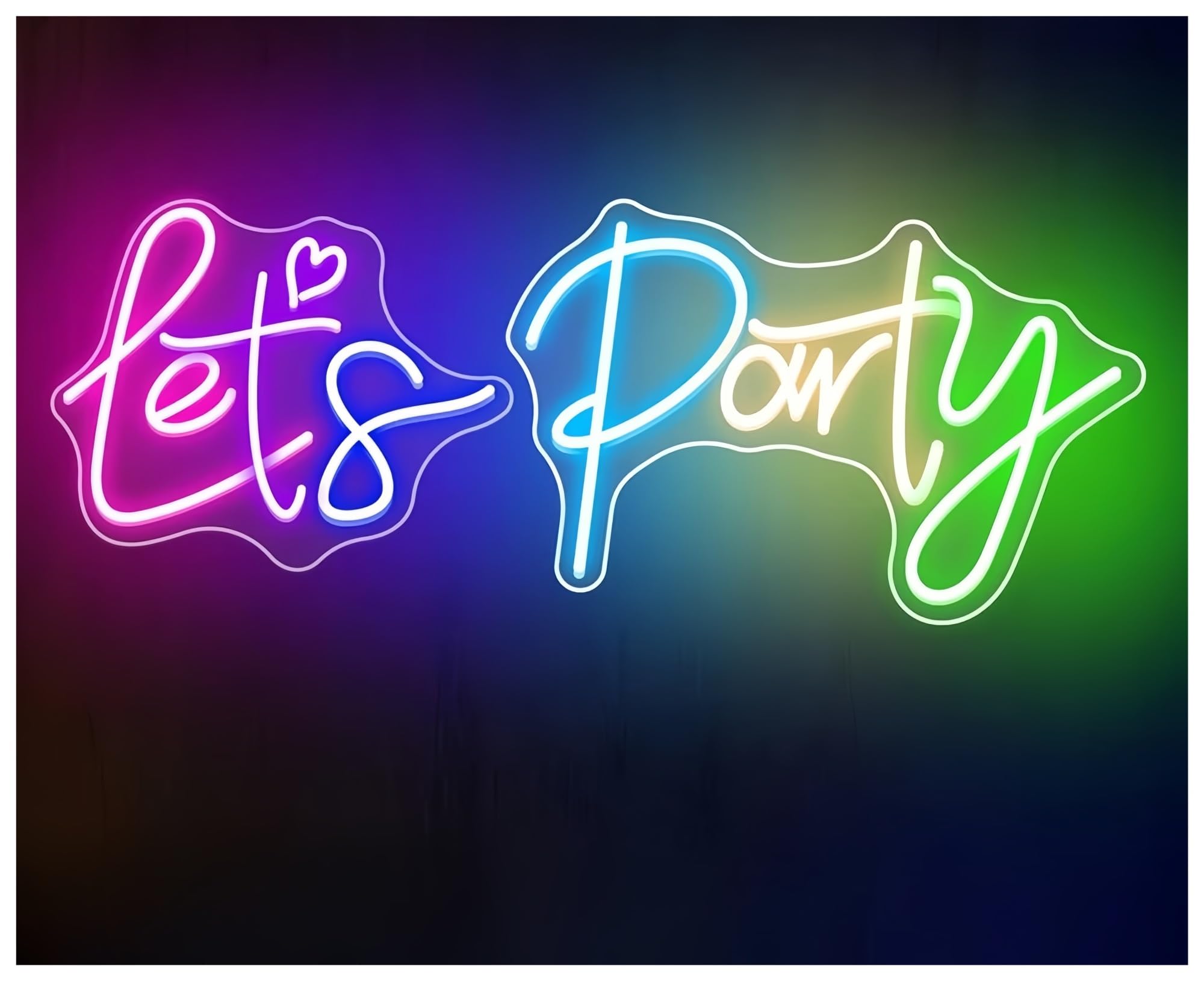 SHOUXI Sign Lamp Let's Party Neon Signs Wall Art Game Room Decor