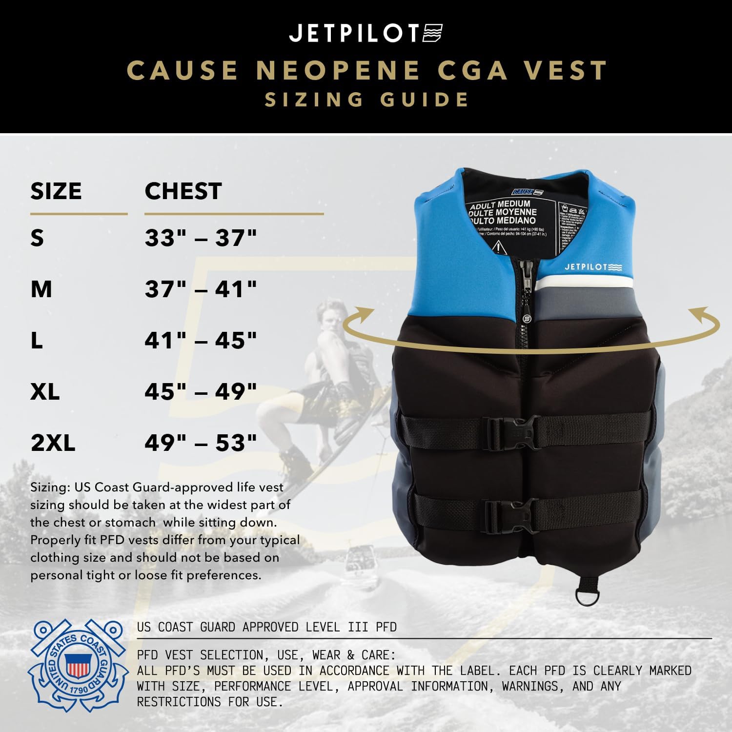 Jetpilot Cause Neoprene Coast Guard Approved Life Vest PFD