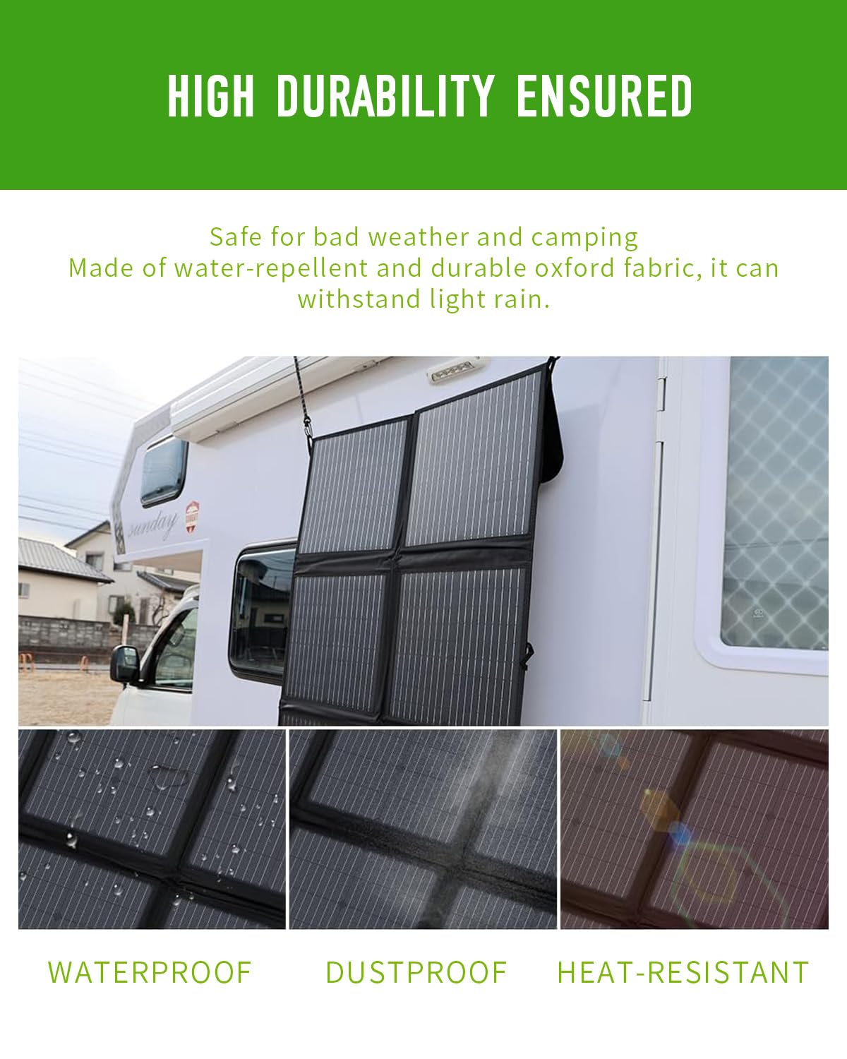 Pannello solare pieghevole da 200 W, cavo da 3 m, efficienza di conversione del 22%, impermeabile IP67, caricatore solare portatile per campeggio, all'aperto