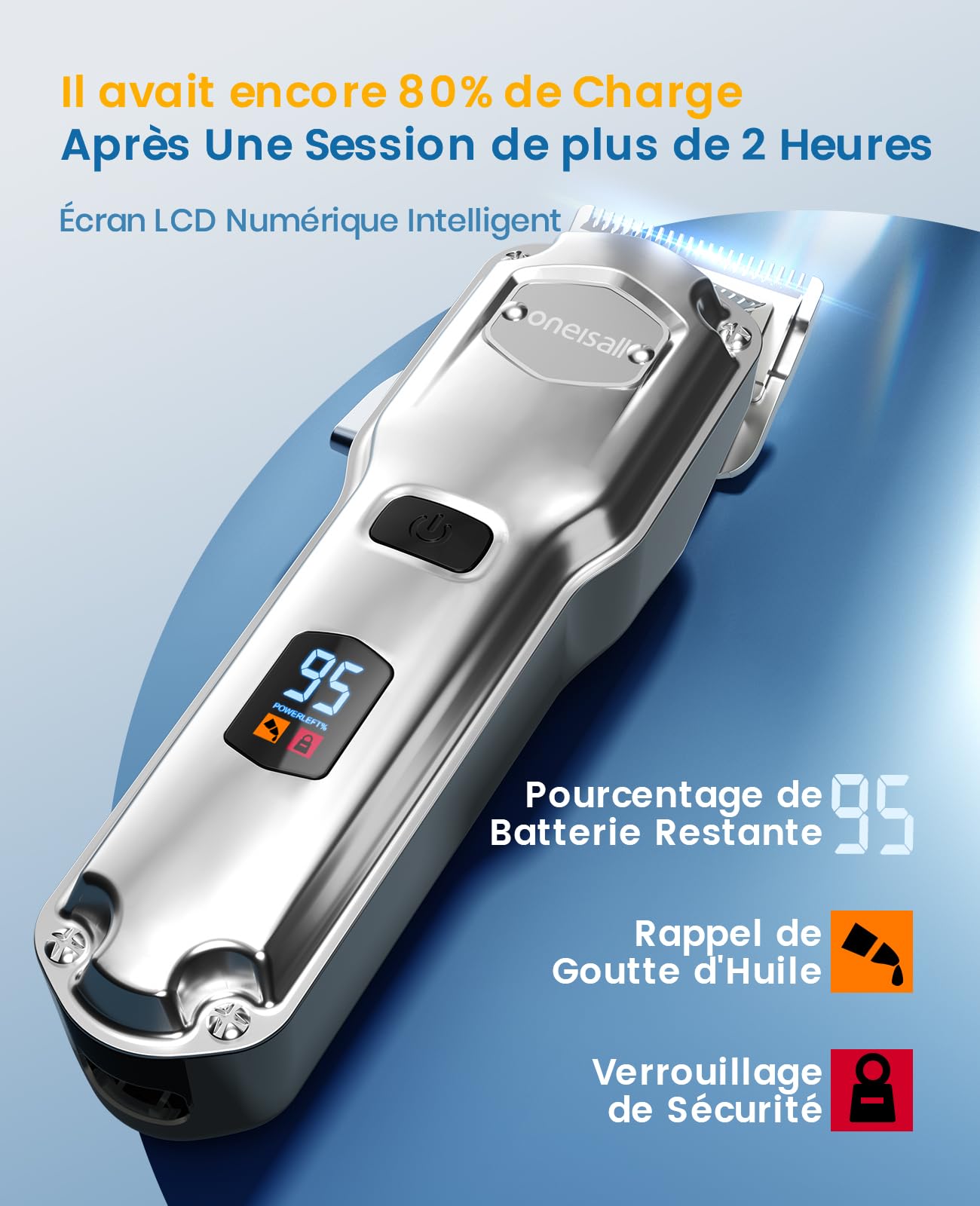 Oneisall Tondeuse à poils pour chiens de haute qualité, tondeuse sans fil entièrement étanche IPX7, adaptée aux poils longs et épais