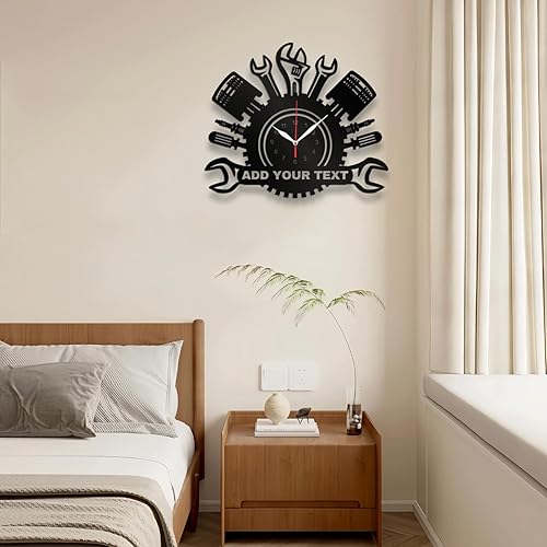Miniatura 7 de Reloj de pared personalizado de metal con herramientas mecánicas de reparación de automóviles con luz LED, herramientas de reparación de automóviles