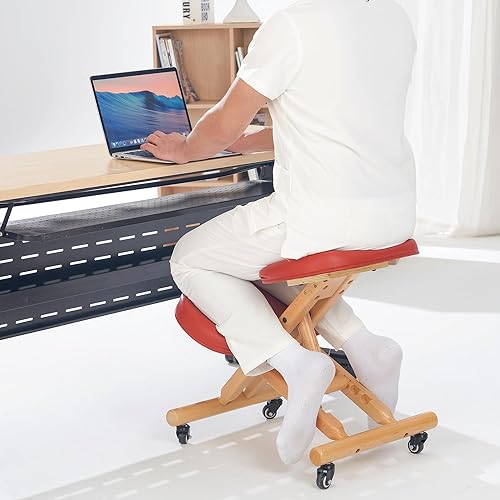 Miniatura 2 de Master Massage Silla ergonómica plegable de madera para oficina – Silla plegable de madera para la corrección de postura en el hogar – Mejora tu