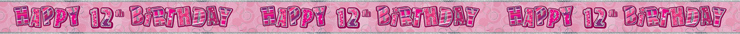 Unique Party 92068 - 9ft Foil Glitz Pink Happy 80th Birthday Banner — view 122