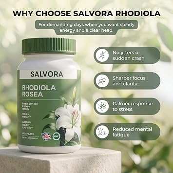 Rhodiola Rosea Supplement Golden Root Adaptogen Capsules - Rhodiola Rosea Extract Powder Alternative with Salidroside for Stress Support - Energy, Focus & Performance