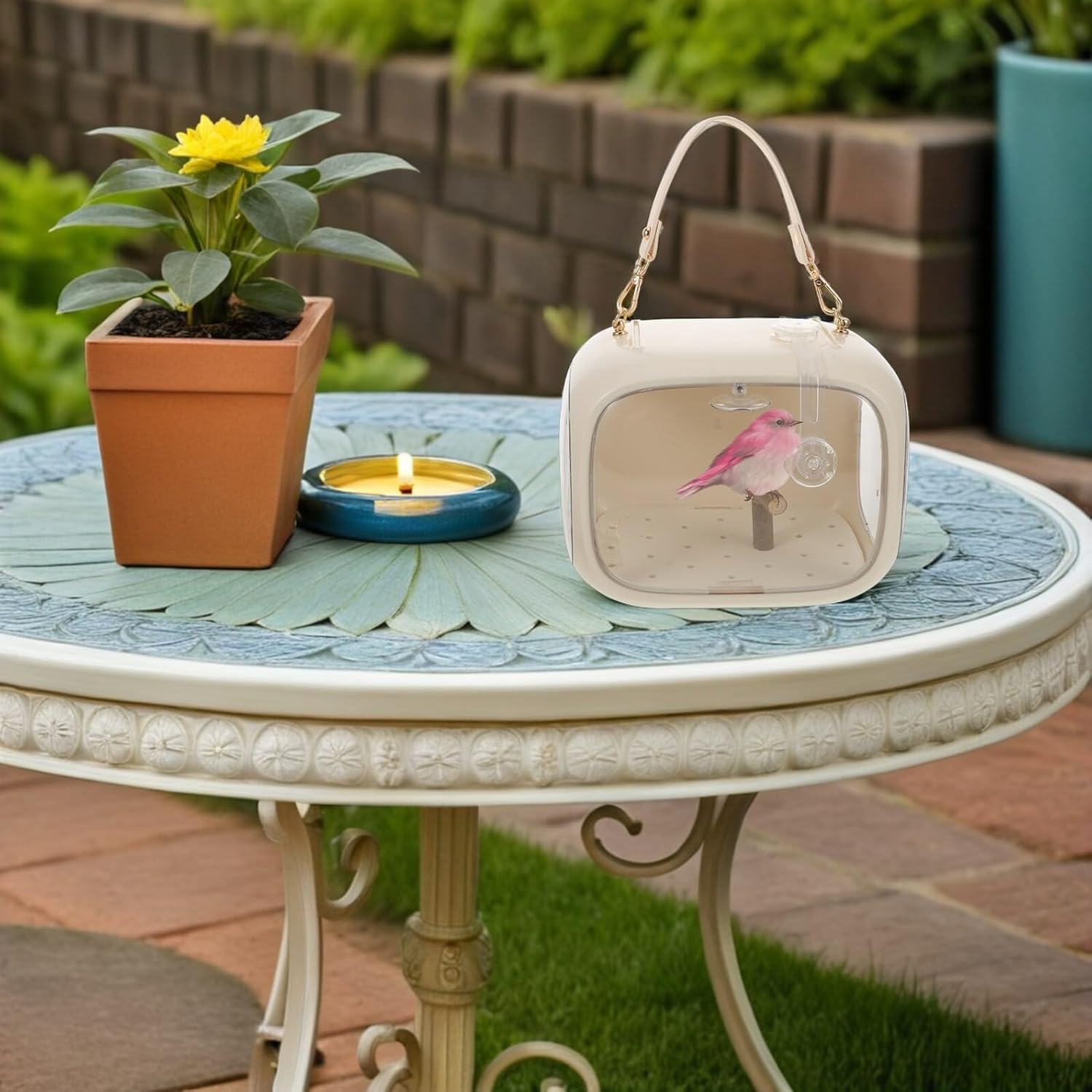 Portable Parrot Travel Cage with Adjustable Strap, Breathable Bird Carrier Cage with Standing Perch for Outdoor Transport and Holiday Use